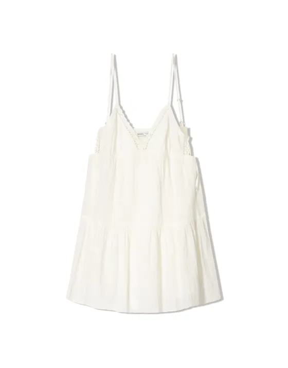 Мини-платье из рельефной ткани с кружевом