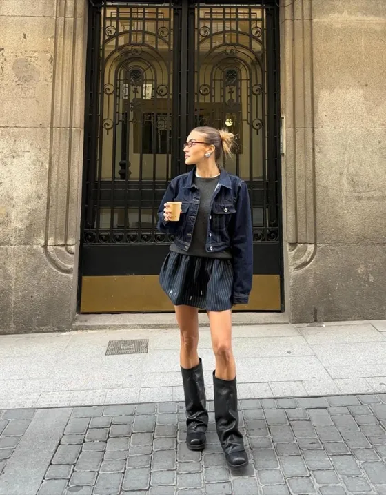 Укороченная джинсовая куртка