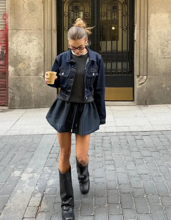 Укороченная джинсовая куртка