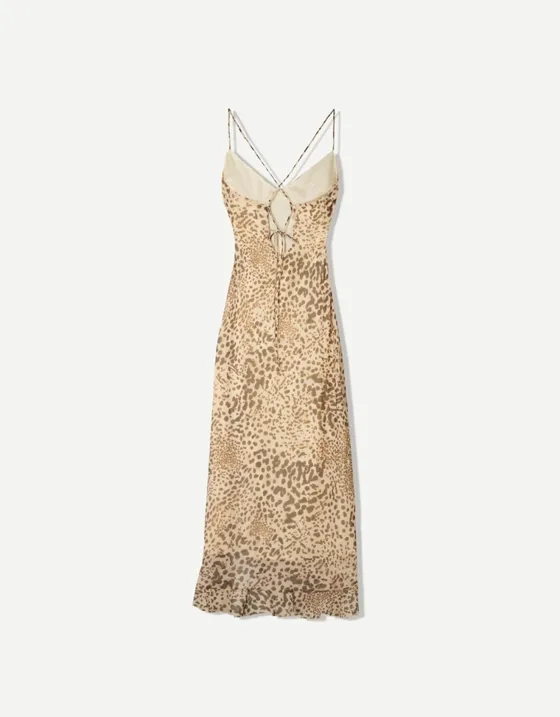 Платье миди из ткани с анималистическим принтом
