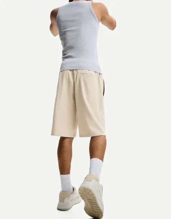 Шорты-джоггеры свободного кроя из смесового льна