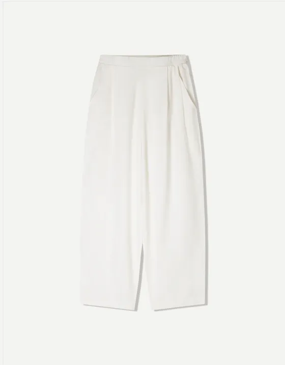 Брюки balloon из смесового льна с защипами