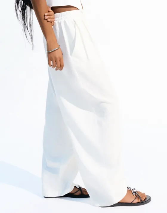 Брюки balloon из смесового льна с защипами