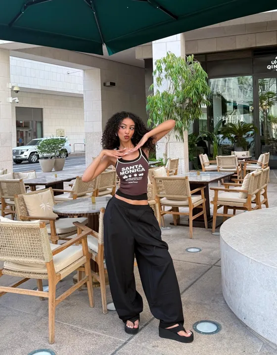 Брюки balloon из смесового льна с защипами