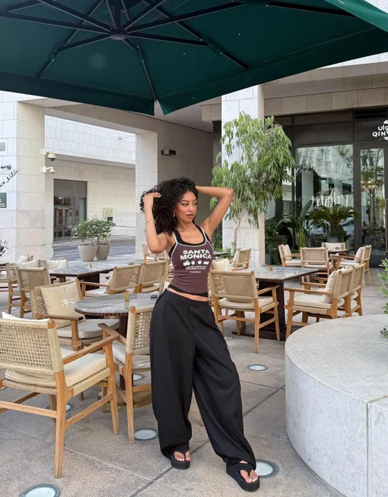 Брюки balloon из смесового льна с защипами