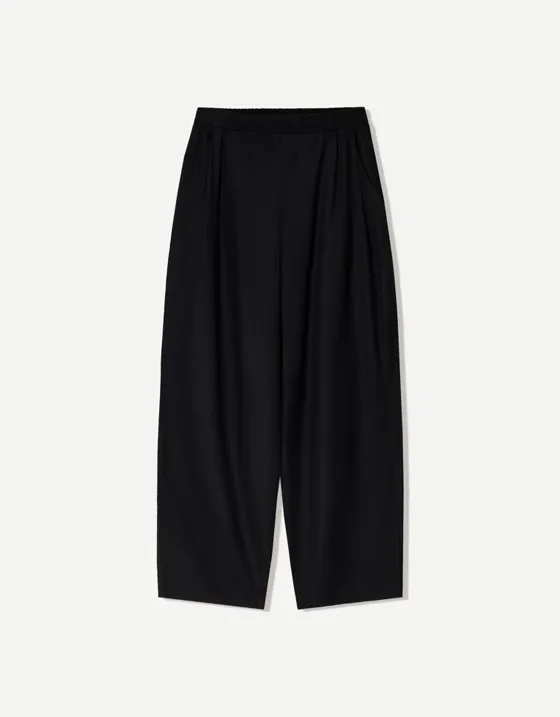 Брюки balloon из смесового льна с защипами