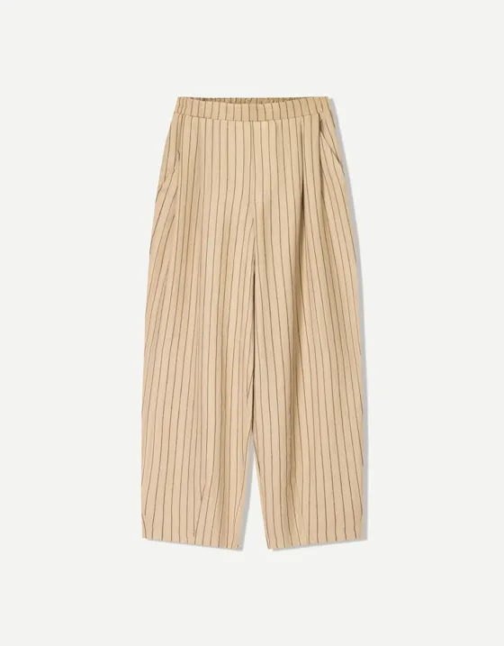 Брюки balloon из смесового льна с защипами