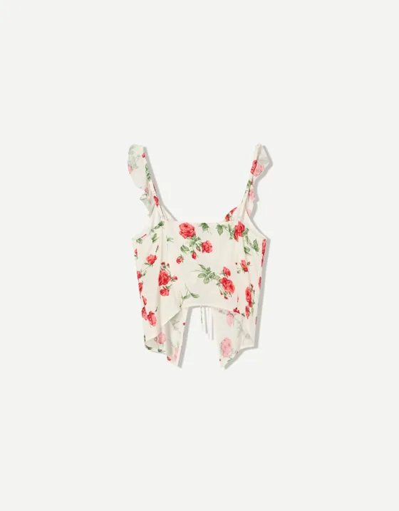 Топ на бретелях из рельефной ткани с принтом