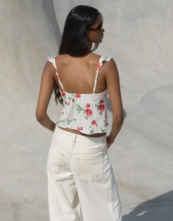 Топ на бретелях из рельефной ткани с принтом