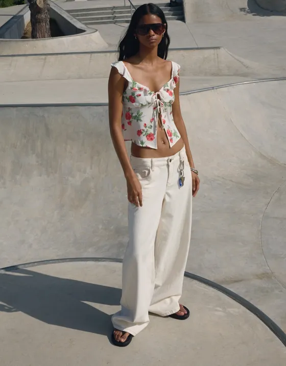 Топ на бретелях из рельефной ткани с принтом