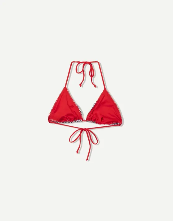 Топ бикини в клетку виши с узором «Вишня»