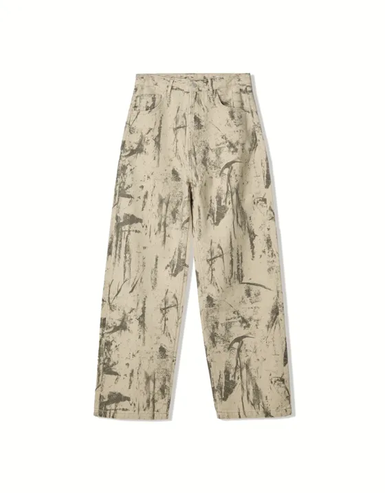 Джинсы свободного кроя с принтом