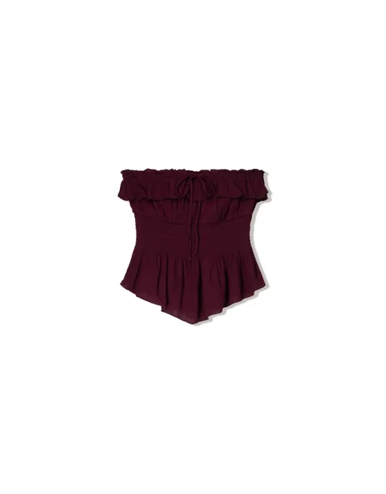 Топ-бандо из рельефной ткани с воланом