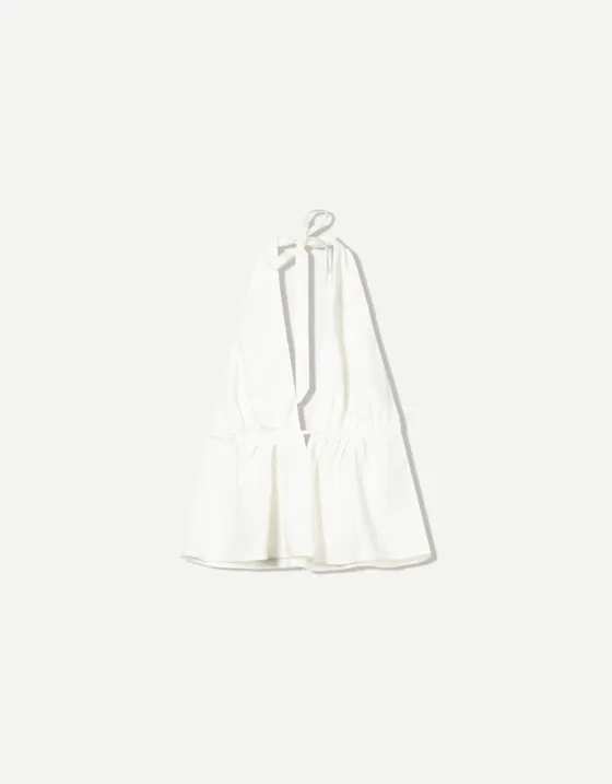 Топ из смесового льна с горловиной-халтер