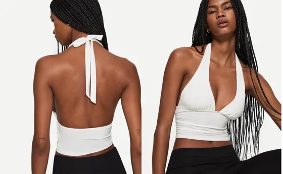 Топ со сборкой и горловиной халтер