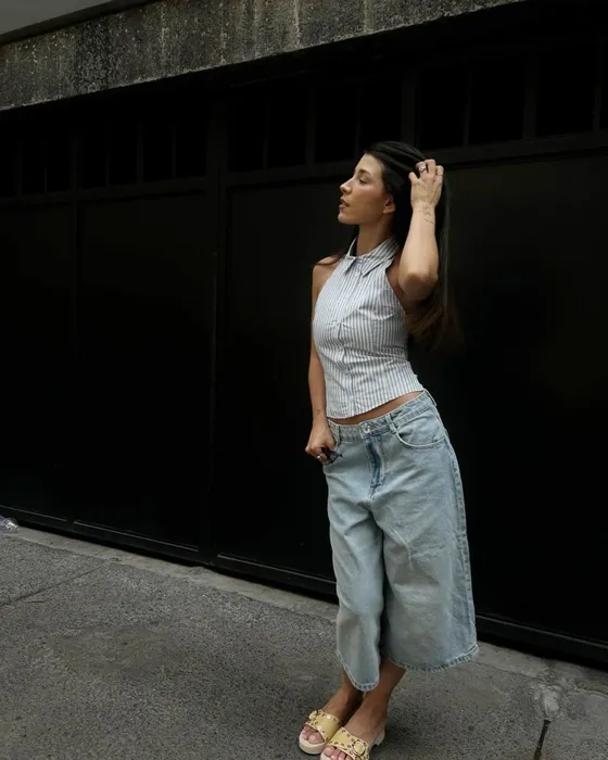 Джинсовые шорты свободного кроя