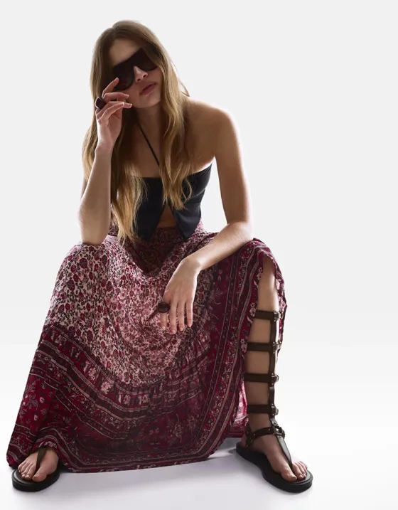 Юбка макси в стиле бохо с принтом