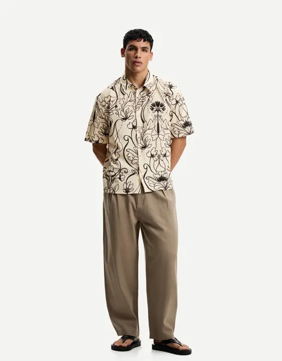 Рубашка из ткани с принтом с короткими рукавами