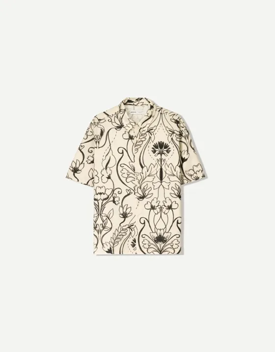 Рубашка из ткани с принтом с короткими рукавами