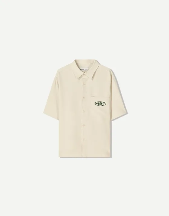 Рубашка геометрического кроя с вышивкой