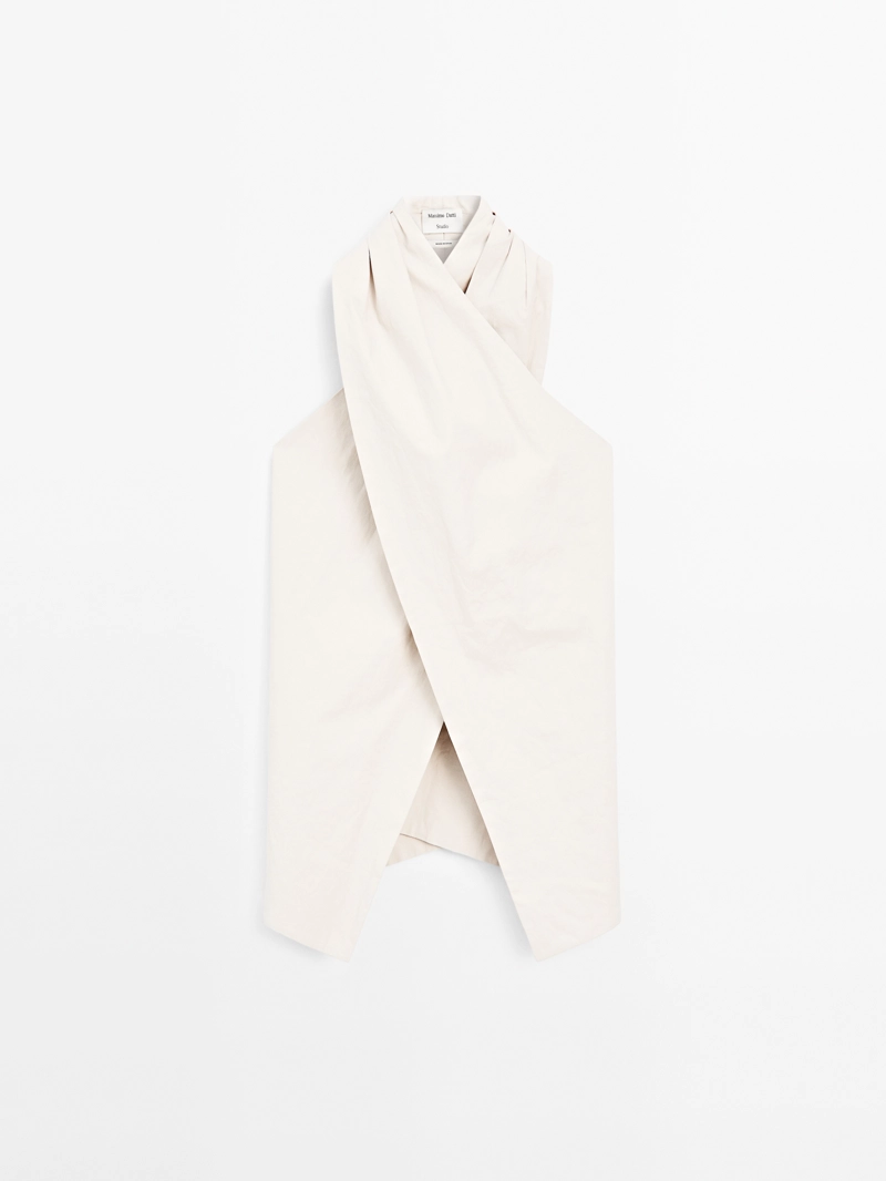 Льняная топ-блузка с завязками - studio