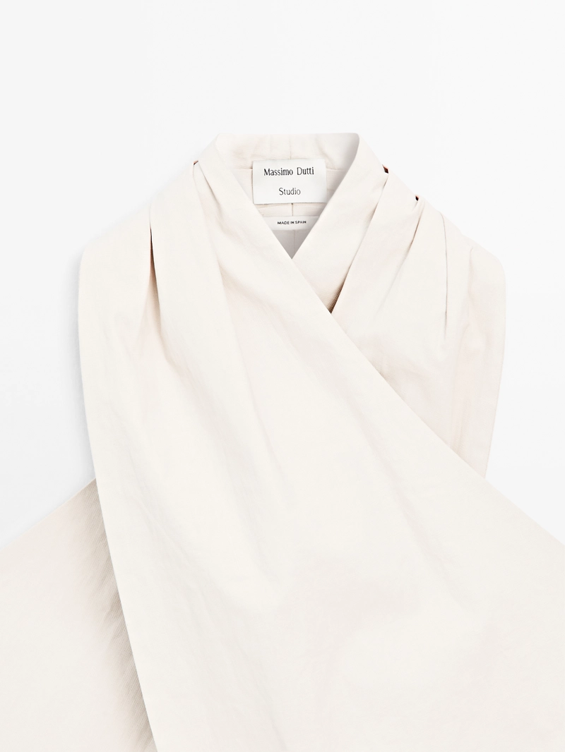 Льняная топ-блузка с завязками - studio