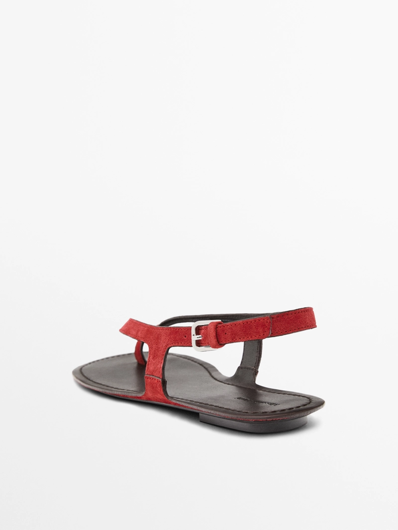 Сандалии из разделанной замши