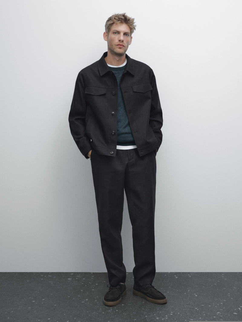 Пиджак из 100% льна для образа total look
