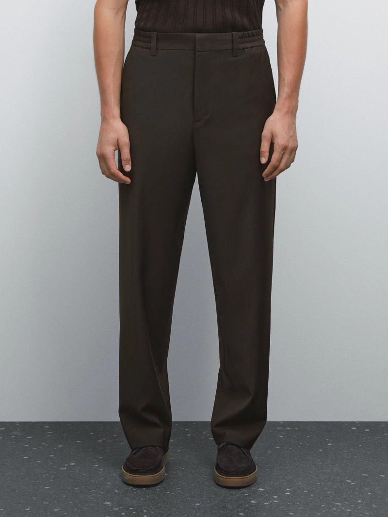 Брюки jogger fit из шерстяно-хлопковой смеси