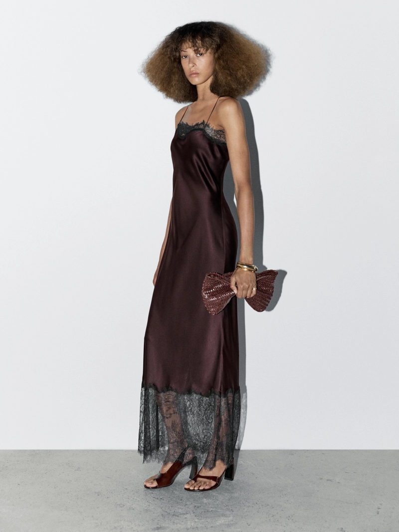 Длинное атласное платье-халат - studio