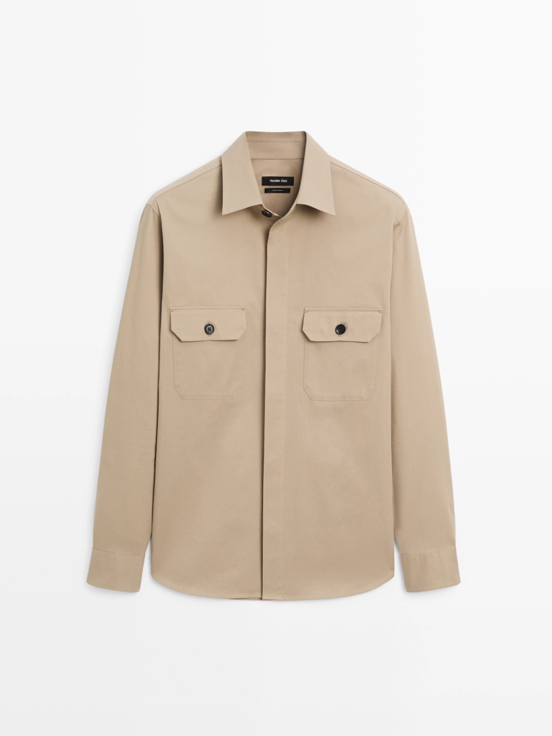 Рубашка-овершерт из хлопковой смеси с карманами