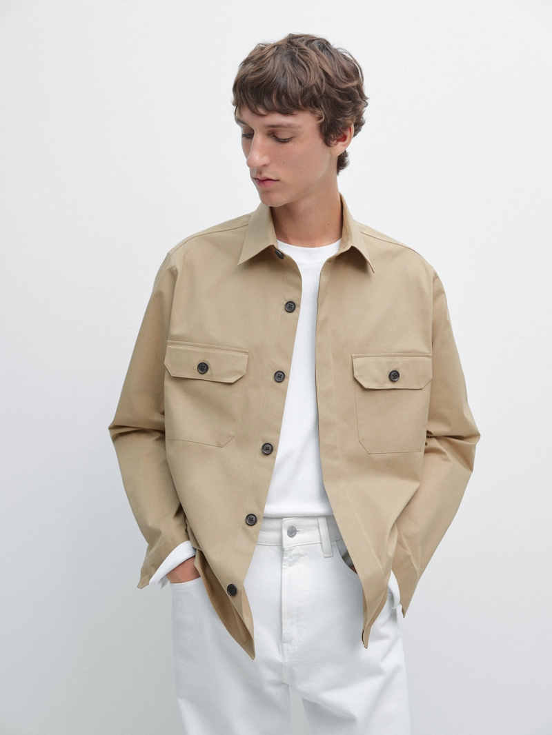 Рубашка-овершерт из хлопковой смеси с карманами