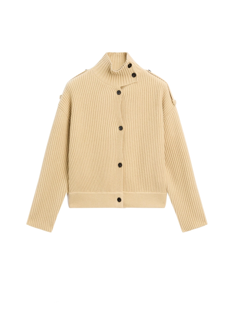 Кардиган с воротником-хомут из 100% шерсти