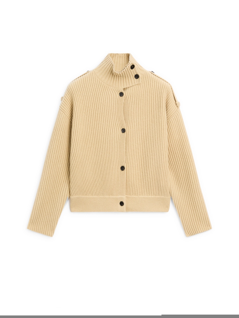 Кардиган с воротником-хомут из 100% шерсти