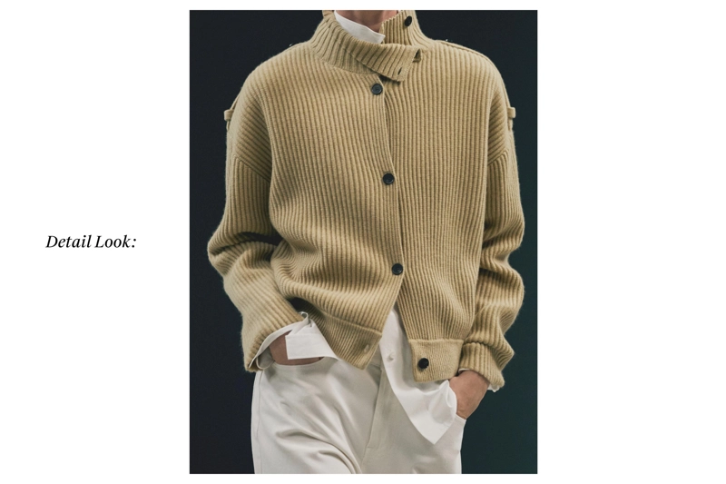 Кардиган с воротником-хомут из 100% шерсти