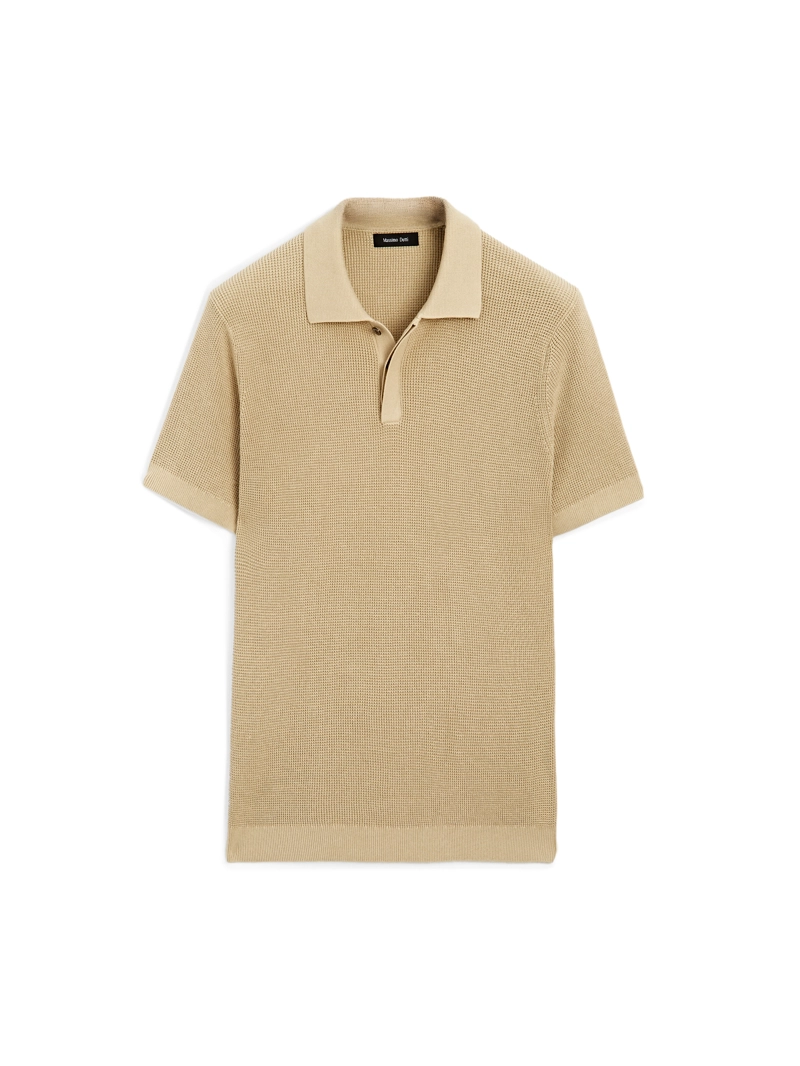 Текстурированная поло-рубашка из хлопкового трикотажа