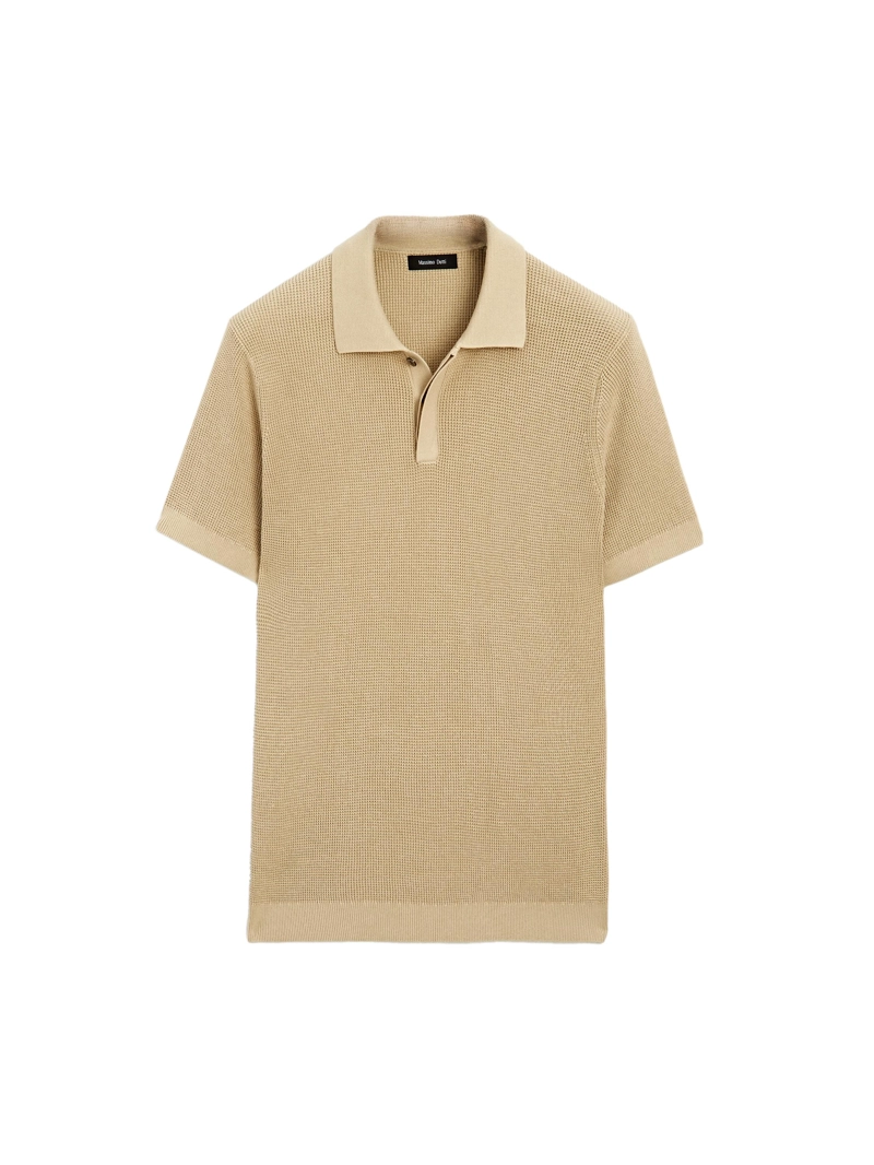 Текстурированная поло-рубашка из хлопкового трикотажа