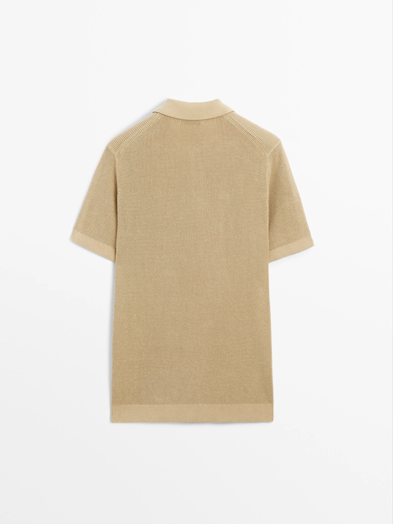 Текстурированная поло-рубашка из хлопкового трикотажа