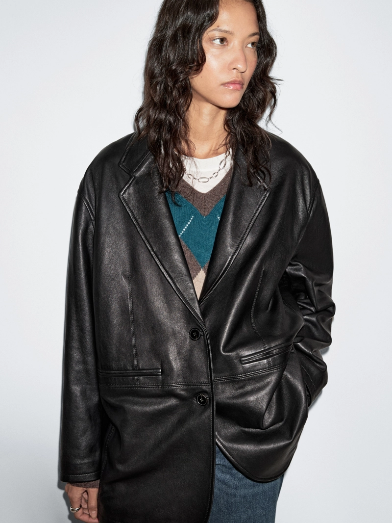 Мягкий блейзер из натуральной овечьей кожи