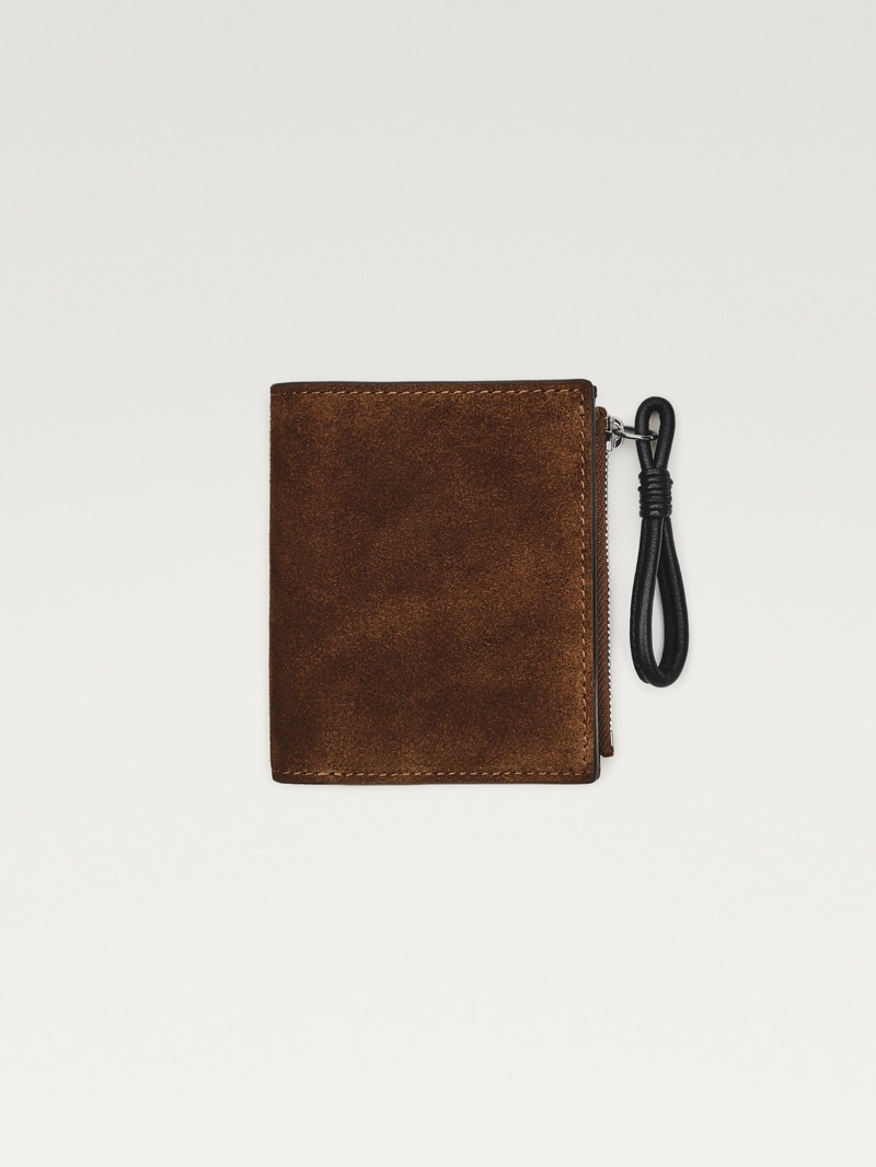 Кошелек из разделанной замши с деталями из черной кожи с кулоночкой