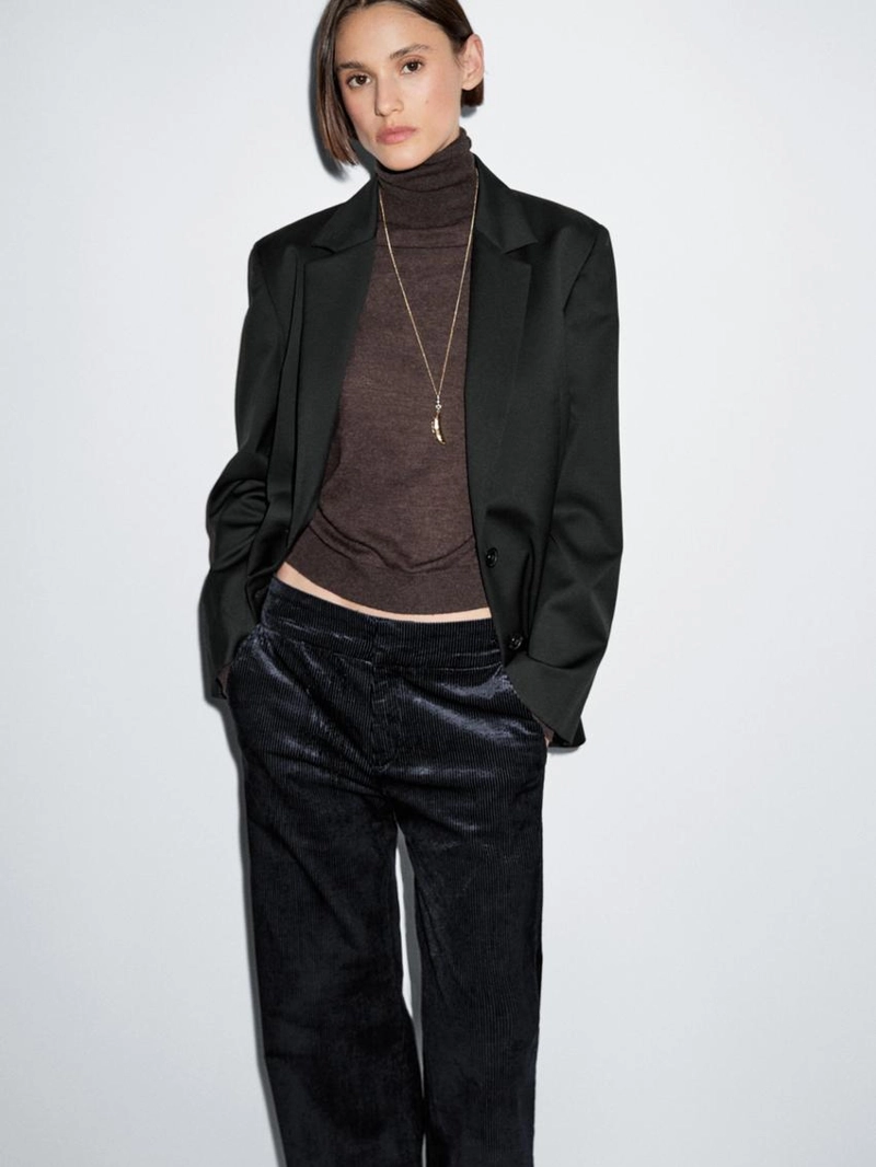 Брюки-палаццо из вельвета средней посадки