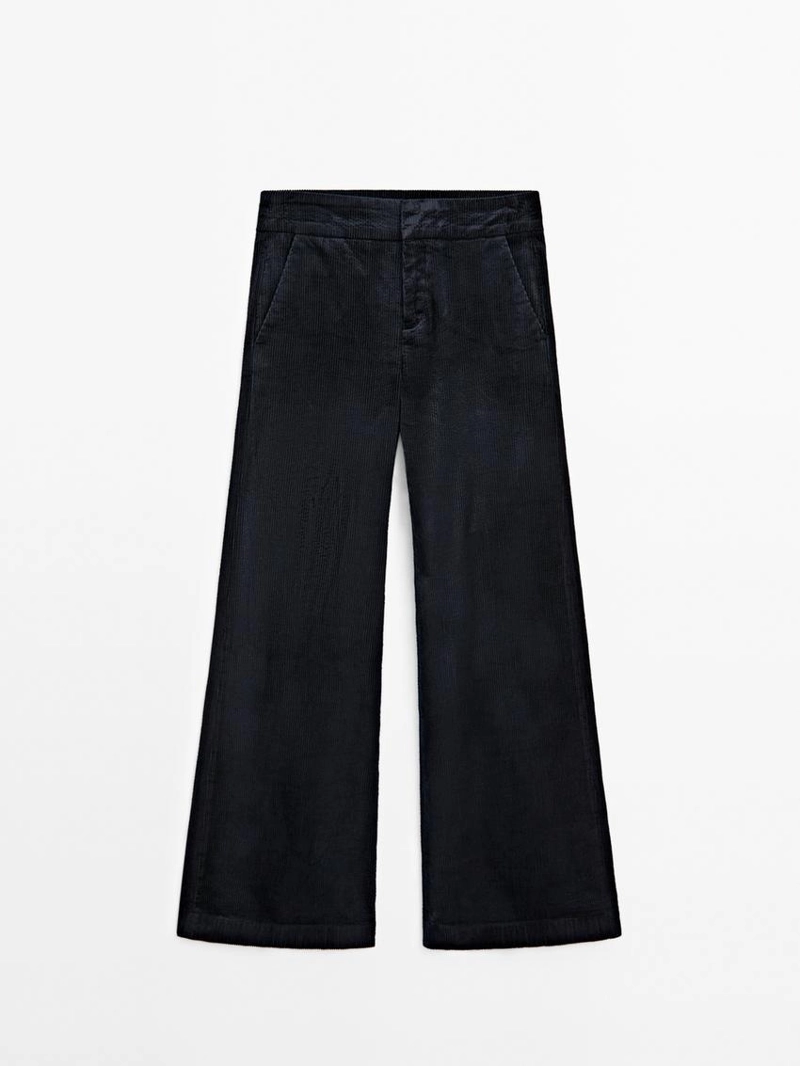 Брюки-палаццо из вельвета средней посадки