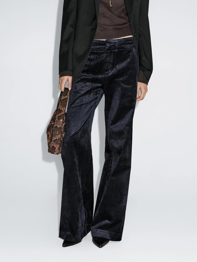 Брюки-палаццо из вельвета средней посадки