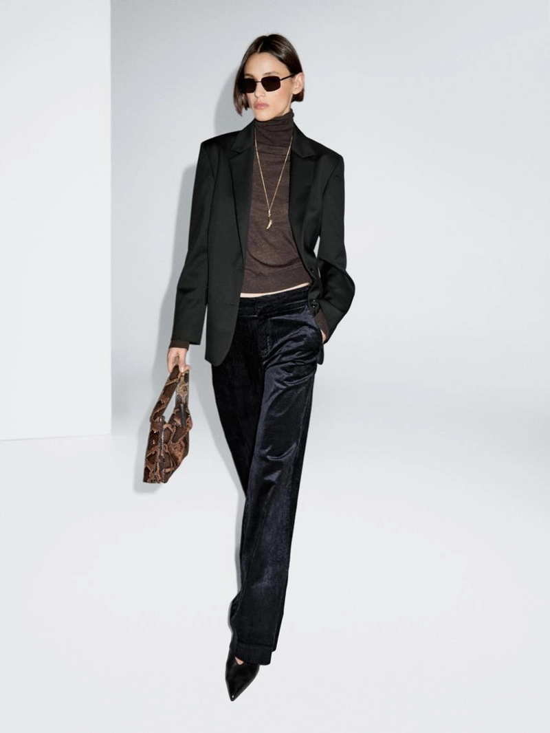 Брюки-палаццо из вельвета средней посадки