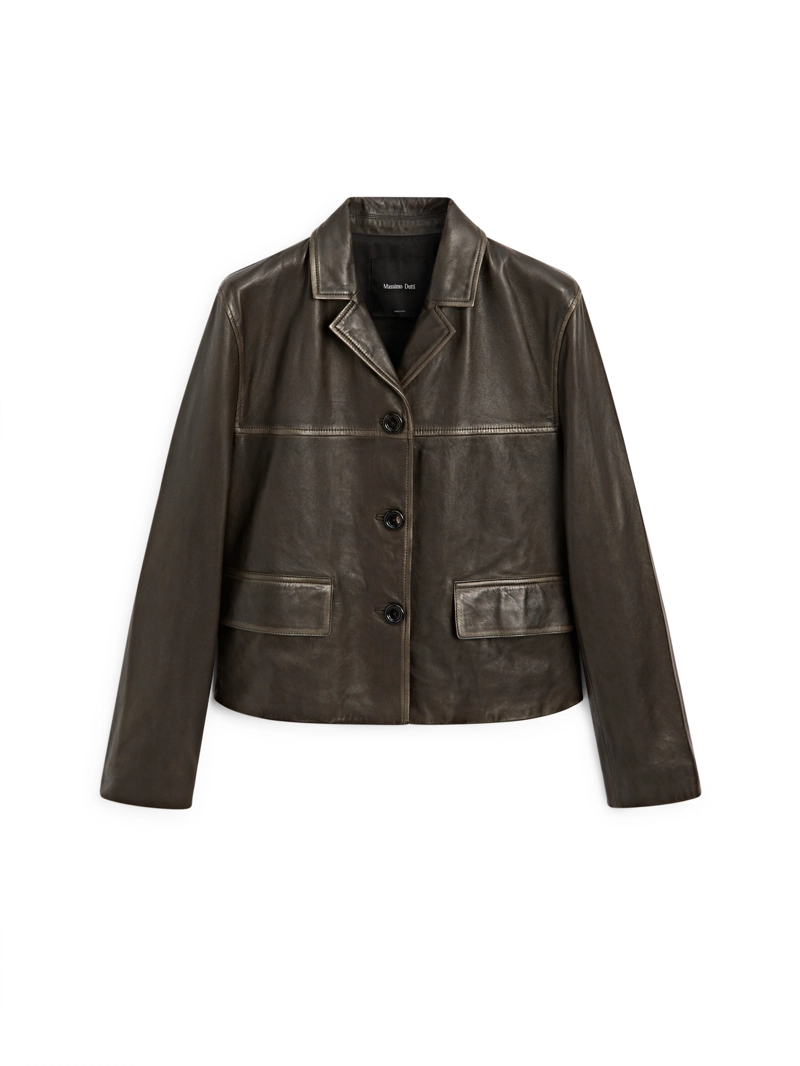 Куртка из натуральной кожи с лацканами