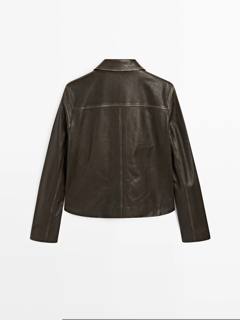 Куртка из натуральной кожи с лацканами