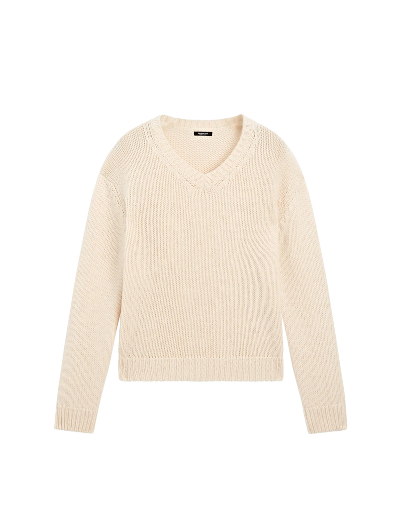 Вязанный свитер с v-образным вырезом из 100% шерсти