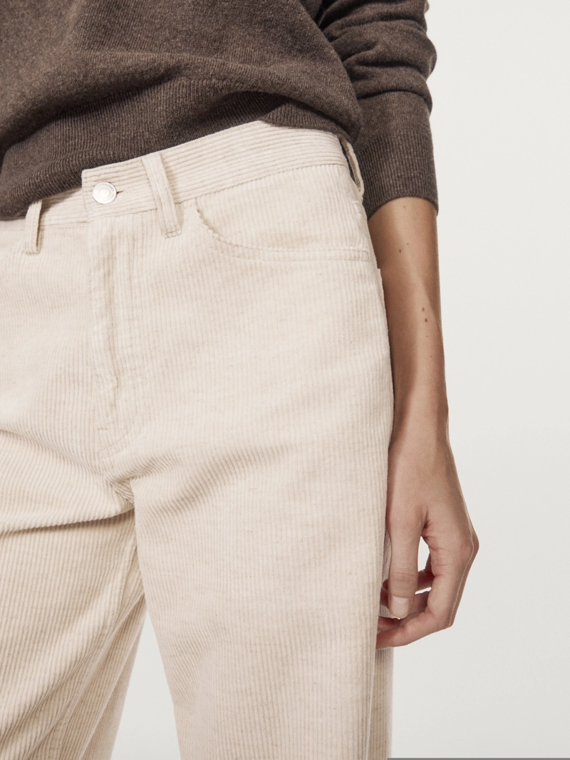 Брюки прямого кроя из вельвета с высокой посадкой