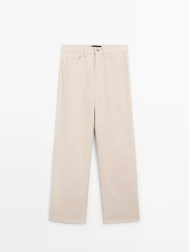 Брюки прямого кроя из вельвета с высокой посадкой