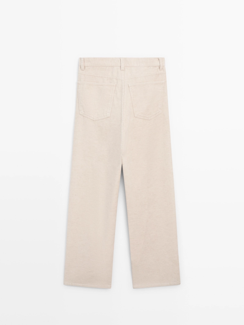 Брюки прямого кроя из вельвета с высокой посадкой